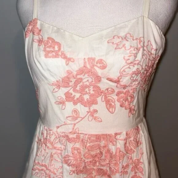 J. Crew Factory spaghetti strap vintage embroidered white mini dress size 6  - threedaughtersproperties.com